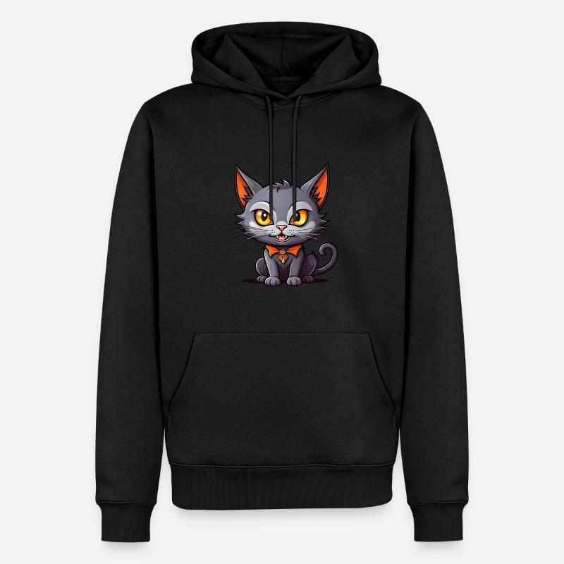 Schwarze Vampirkatze - Männer Premium Bio Hoodie - Schwarz