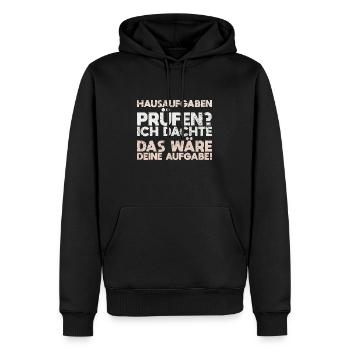 Hausaufgaben Prüfen? Ich Dachte, Das Wäre... - Männer Premium Bio Hoodie - Schwarz - Vorne - Nico (187cm)
