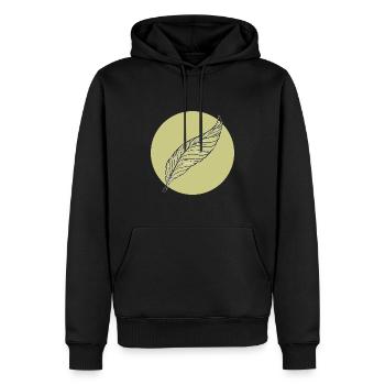 Minimal Feder Sommer trendige Farben - Männer Premium Bio Hoodie - Schwarz - Vorne - Nico (187cm)