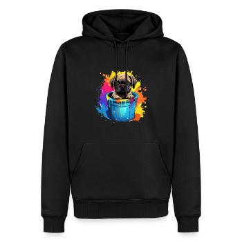 Mops Niedlicher Hund Farbeimer - Männer Premium Bio Hoodie - Schwarz - Vorne - Nico (187cm)