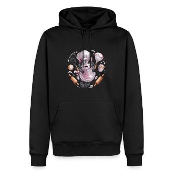 Liebenswerte Katze beim Backen - Männer Premium Bio Hoodie - Schwarz - Vorne - Nico (187cm)