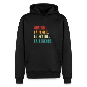 Adeline la femme le mythe la légende - Sweat à capuche Premium bio Homme - noir - Devant - Nico (187cm)