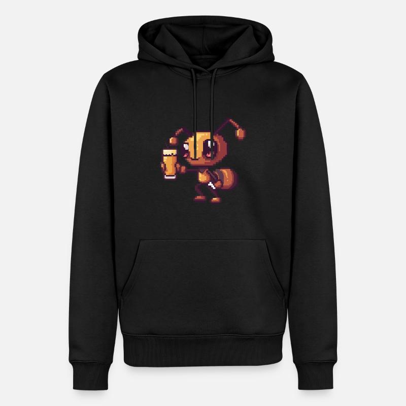 Bière Ant Pixel - Sweat à capuche Premium bio Homme - noir