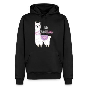 Pas de ProbLlama Llama Funny Animal Cartoon - Sweat à capuche Premium bio Homme - noir - Devant - Nico (187cm)