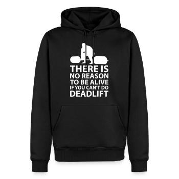 Deadlift - Männer Premium Bio Hoodie - Schwarz - Vorne - Nico (187cm)