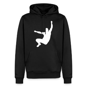 Weitsprung Sport - Männer Premium Bio Hoodie - Schwarz - Vorne - Nico (187cm)