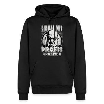 Dachdecker Handwerker Outfit und Zubehör - Männer Premium Bio Hoodie - Schwarz - Vorne - Nico (187cm)