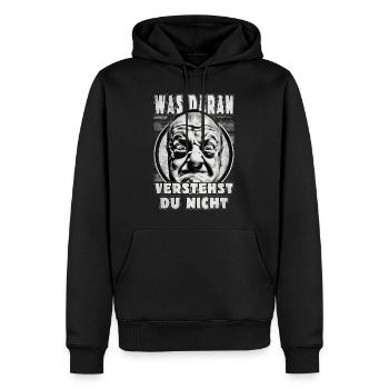Dachdecker Handwerker Outfit und Zubehör - Männer Premium Bio Hoodie - Schwarz - Vorne - Nico (187cm)
