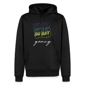 Du bist genug - Du bist toll so wie du bist - Mut - Männer Premium Bio Hoodie - Schwarz - Vorne - Nico (187cm)