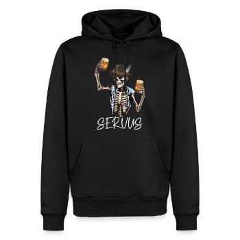 Servus Skull Bier Trachtenshirt Biertrinker - Männer Premium Bio Hoodie - Schwarz - Vorne - Nico (187cm)