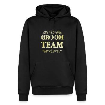L’équipe du palefrenier - Sweat à capuche Premium bio Homme - noir - Devant - Nico (187cm)