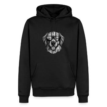 Fête cool hipster avec chien Golden Retriever - Sweat à capuche Premium bio Homme - noir - Devant - Nico (187cm)