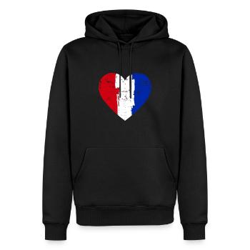 Drapeau du Cœur de la France - Sweat à capuche Premium bio Homme - noir - Devant - Nico (187cm)