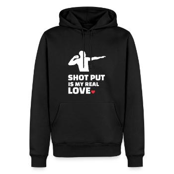 J’adore le lancer du poids - Sweat à capuche Premium bio Homme - noir - Devant - Nico (187cm)