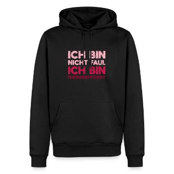Ich Bin Nicht Faul, Ich Bin Energieeffizient - Männer Premium Bio Hoodie - Schwarz - Vorne - Nico (187cm)