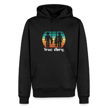 Pêcheur Couple pêche idée cadeau humour histoire vraie - Sweat à capuche Premium bio Homme - noir - Devant - Nico (187cm)