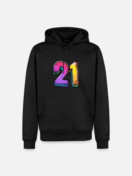 21 Number Colorful - Men’s Premium Organic Hoodie - black