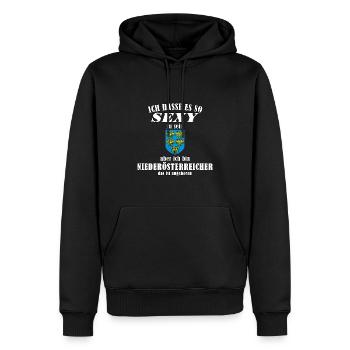 Stolzer Niederösterreicher – Angeboren Sexy - Männer Premium Bio Hoodie - Schwarz - Vorne - Nico (187cm)