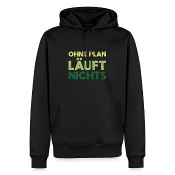 Ohne Plan Läuft Nichts - Männer Premium Bio Hoodie - Schwarz - Vorne - Nico (187cm)