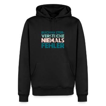 Buchhalter: Verstecke Niemals Fehler - Männer Premium Bio Hoodie - Schwarz - Vorne - Nico (187cm)