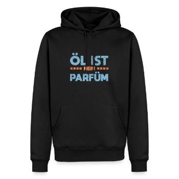 Öl Ist Mein Parfüm - Männer Premium Bio Hoodie - Schwarz - Vorne - Nico (187cm)