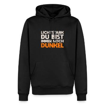 Lichtstark, Du Bist Immer Noch Dunkel - Männer Premium Bio Hoodie - Schwarz - Vorne - Nico (187cm)