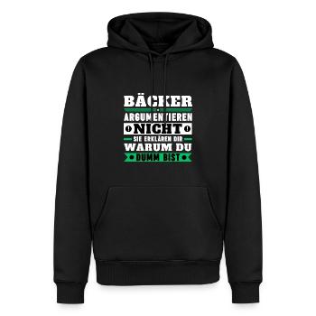 Bakers don't argue - Men’s Premium Organic Hoodie - black - Front - Nico (187cm)