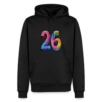 26 Nombre Coloré - Sweat à capuche Premium bio Homme - noir - Devant - Nico (187cm)