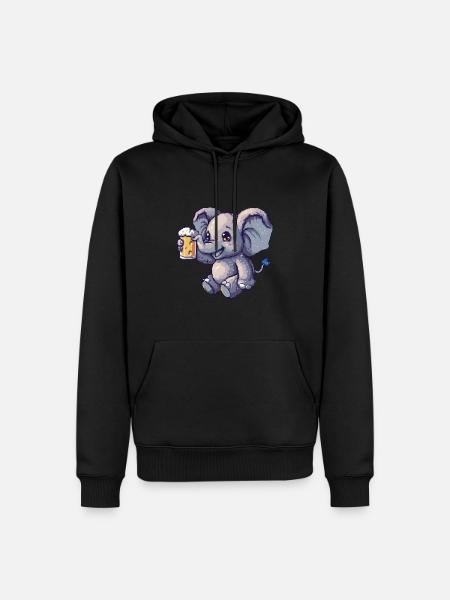 Elephant Pixel Beer - Men’s Premium Organic Hoodie - black