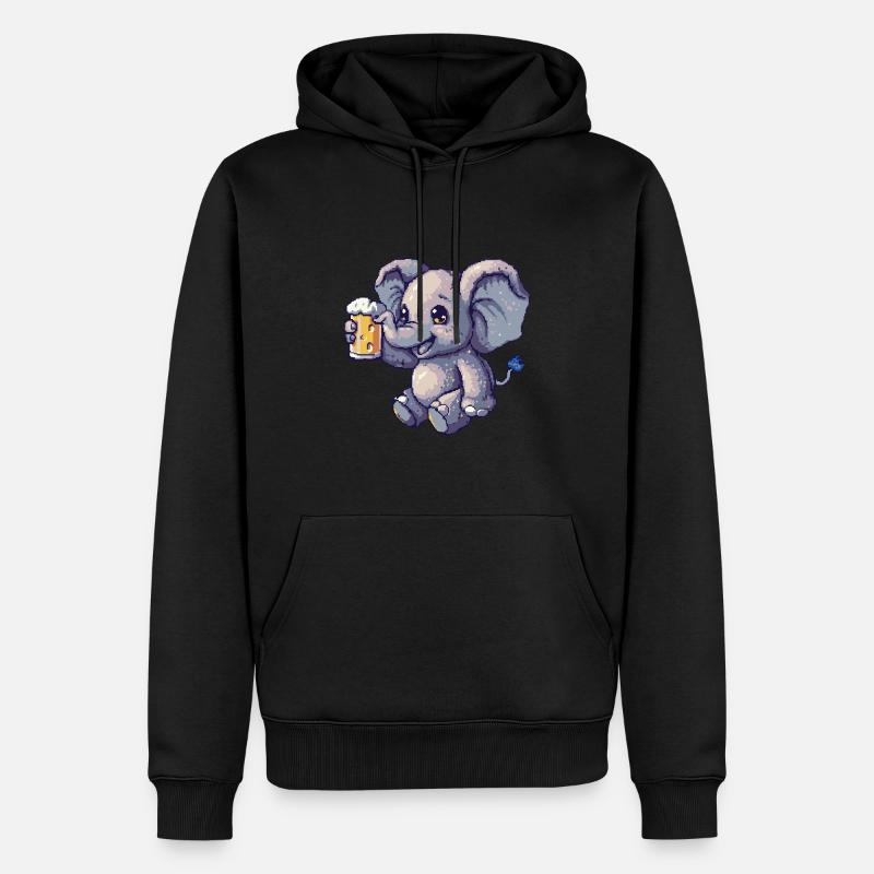 Elefant Pixel Bier - Männer Premium Bio Hoodie - Schwarz