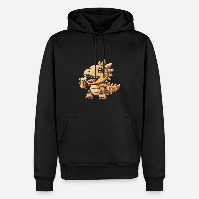 Dinosaurier stegosaurus Pixel Bier - Männer Premium Bio Hoodie - Schwarz