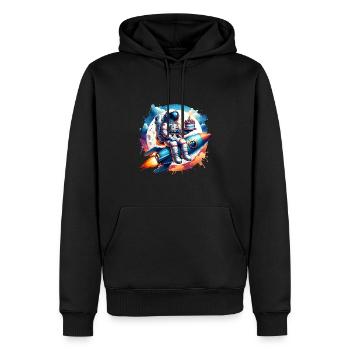 Astronaute fusée anniversaire - Sweat à capuche Premium bio Homme - noir - Devant - Nico (187cm)
