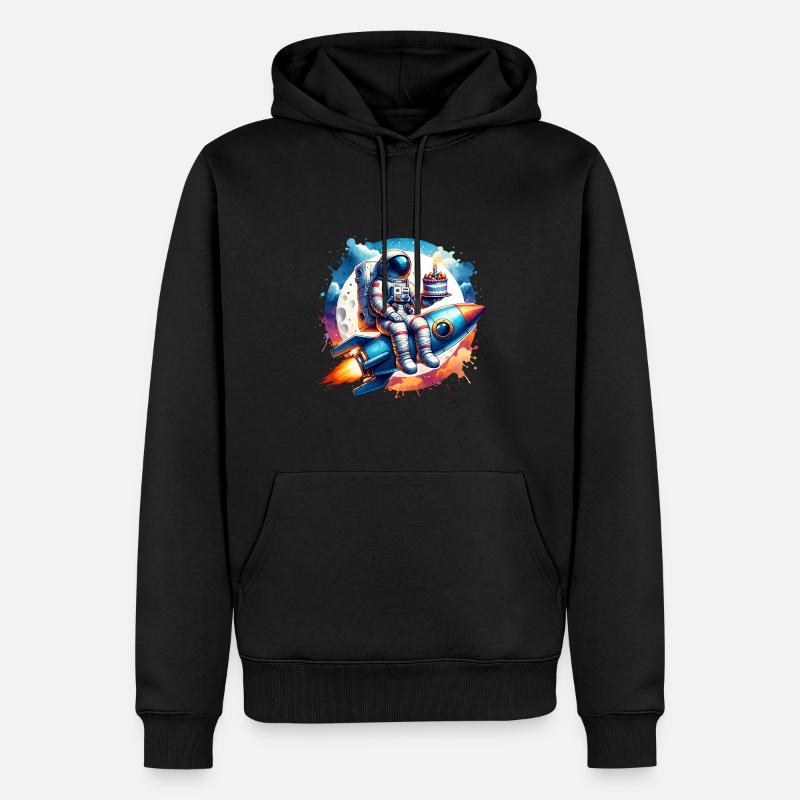 Astronaute fusée anniversaire - Sweat à capuche Premium bio Homme - noir