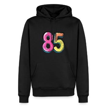 85 Zahl Bunt - Männer Premium Bio Hoodie - Schwarz - Vorne - Nico (187cm)