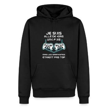 Console graphisme humour jeux vidéo - Sweat à capuche Premium bio Homme - noir - Devant - Nico (187cm)