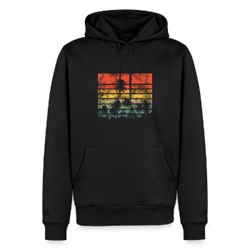 Palmen Retro Sonnenuntergang - Männer Premium Bio Hoodie - Schwarz - Vorne - Nico (187cm)