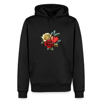 Rose Herz Liebe Valentinstag - Männer Premium Bio Hoodie - Schwarz - Vorne - Nico (187cm)