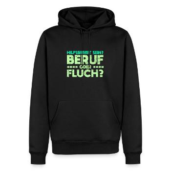 Hilfsbereit Sein - Beruf Oder Fluch? - Männer Premium Bio Hoodie - Schwarz - Vorne - Nico (187cm)