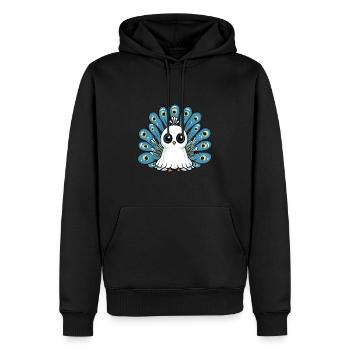 Peacock Bird Halloween Comic Ghost - Men’s Premium Organic Hoodie - black - Front - Nico (187cm)