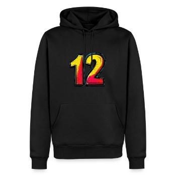 12 Zahl Bunt - Männer Premium Bio Hoodie - Schwarz - Vorne - Nico (187cm)