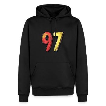 97 Nombre Coloré - Sweat à capuche Premium bio Homme - noir - Devant - Nico (187cm)
