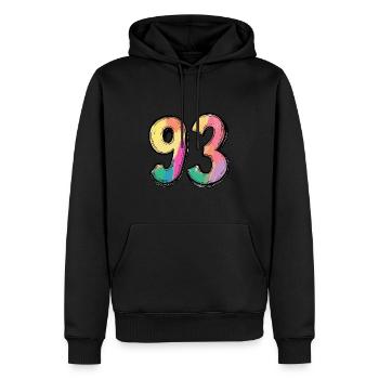 93 Number Colorful - Men’s Premium Organic Hoodie - black - Front - Nico (187cm)