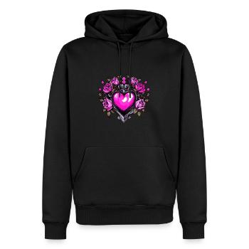 Coeur Symbole Amour - Sweat à capuche Premium bio Homme - noir - Devant - Nico (187cm)