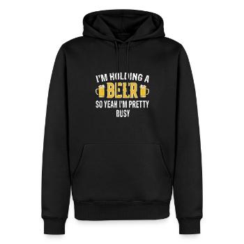 Je tiens une bière donc oui je suis assez occupé - Sweat à capuche Premium bio Homme - noir - Devant - Nico (187cm)