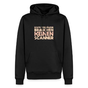 Echte Verkäufer Brauchen Keinen Scanner - Männer Premium Bio Hoodie - Schwarz - Vorne - Nico (187cm)