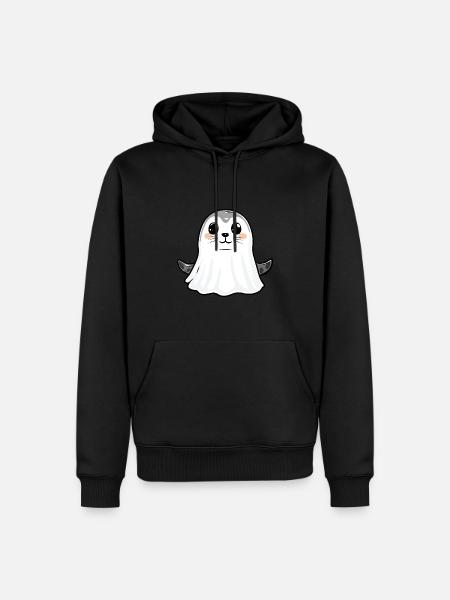 Robbe Tier Halloween Comic Geist - Männer Premium Bio Hoodie - Schwarz