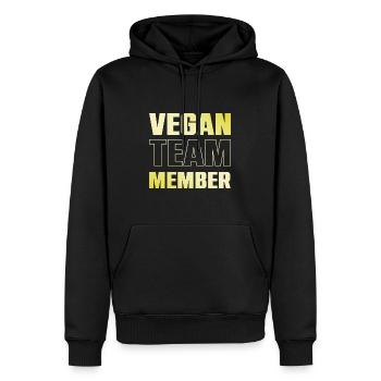 Vegan Team - Männer Premium Bio Hoodie - Schwarz - Vorne - Nico (187cm)