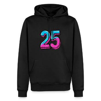 25 Zahl Bunt - Männer Premium Bio Hoodie - Schwarz - Vorne - Nico (187cm)