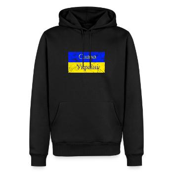 Slava Ukraini Honneur de l’Ukraine Слава Україні - Sweat à capuche Premium bio Homme - noir - Devant - Nico (187cm)