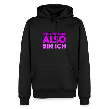 Ich Repariere, Also Bin Ich - Männer Premium Bio Hoodie - Schwarz - Vorne - Nico (187cm)